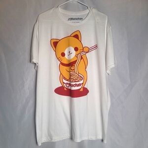 Maruchan Ramen Noodle Cat Instant Lunch Print Men's White Tshirt Size XL NWT